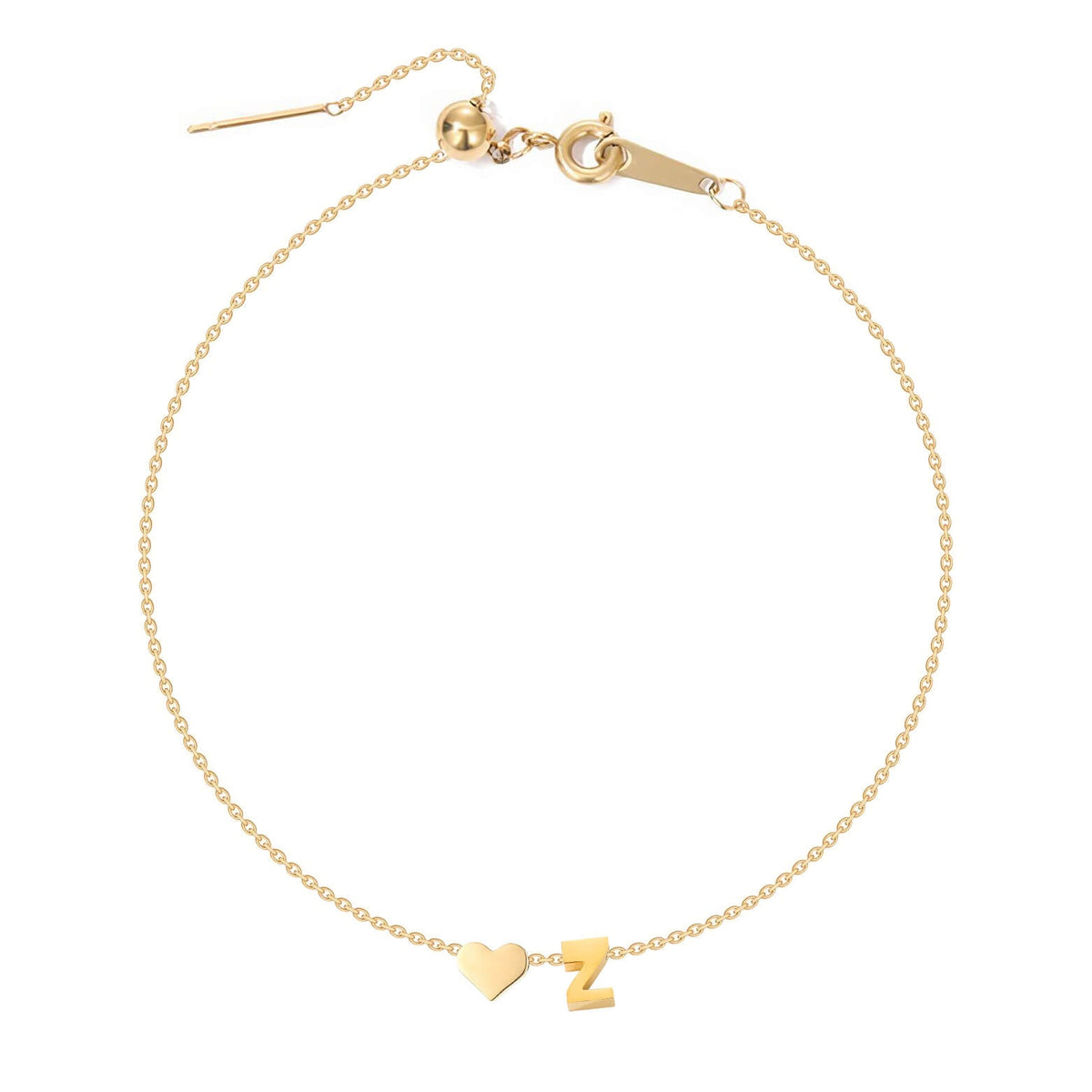 Dainty Initial Heart Anklet
