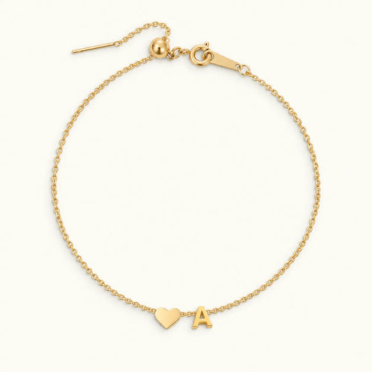 Dainty Initial Heart Anklet