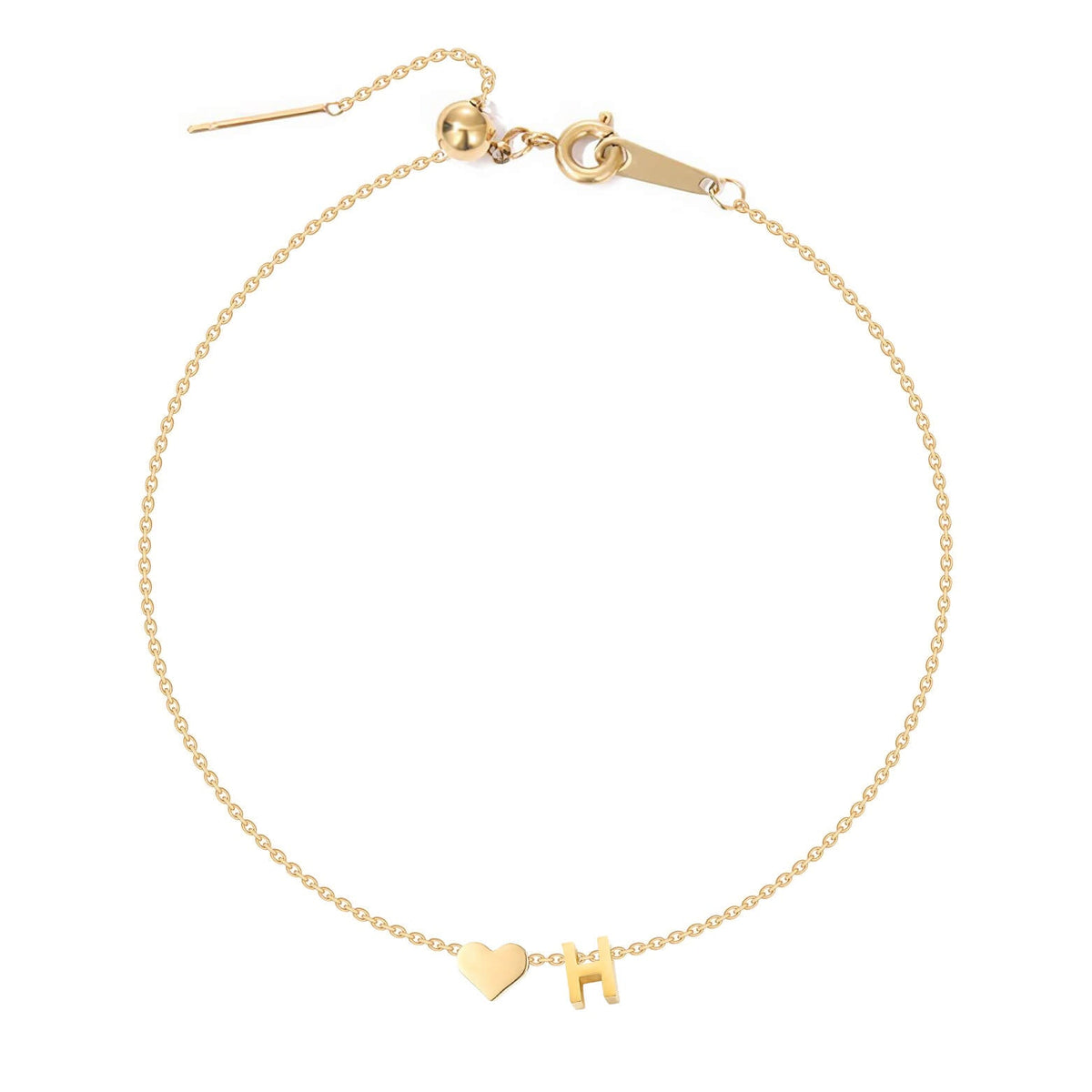 Dainty Initial Heart Anklet