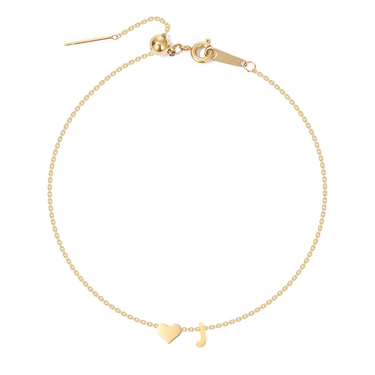 Dainty Initial Heart Anklet