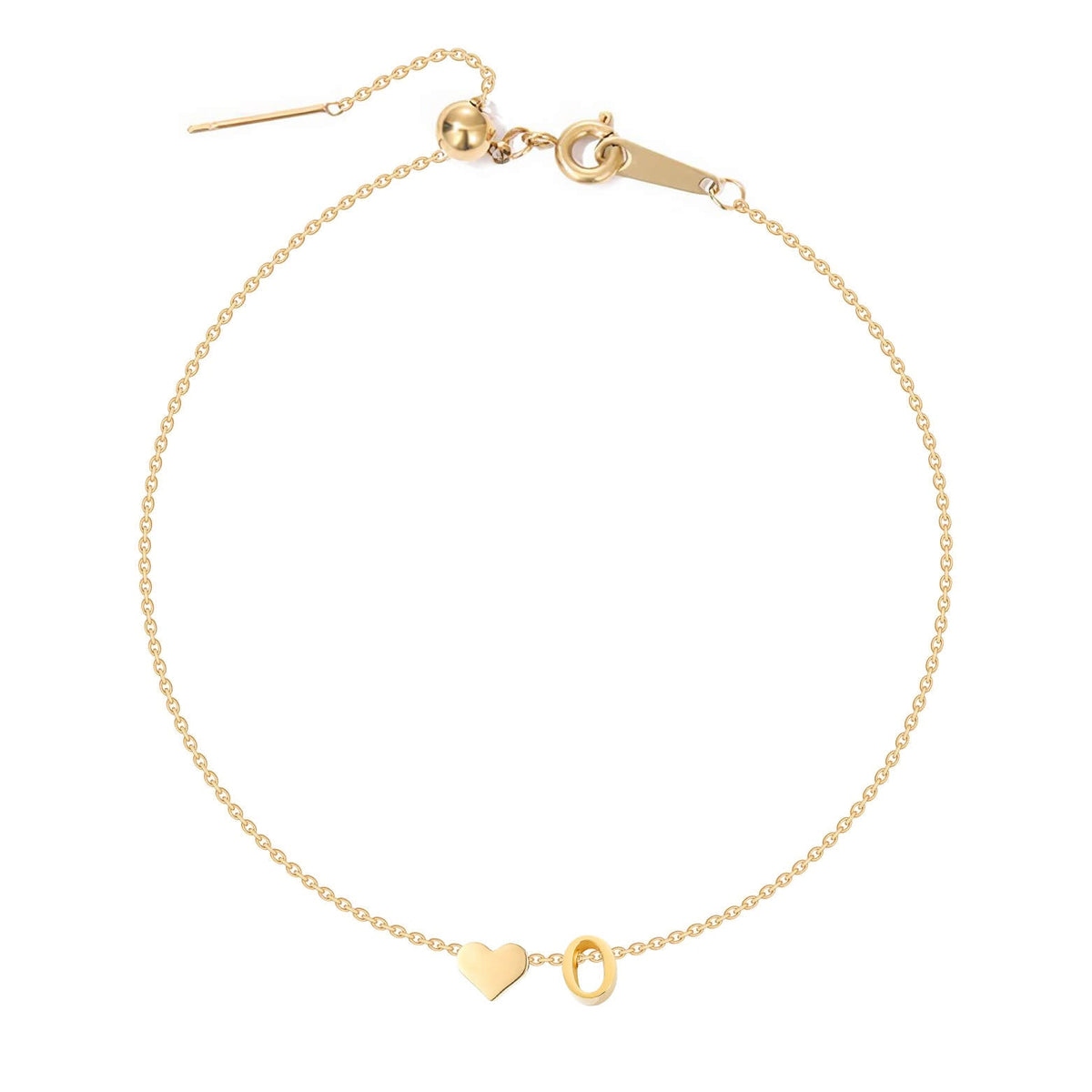 Dainty Initial Heart Anklet