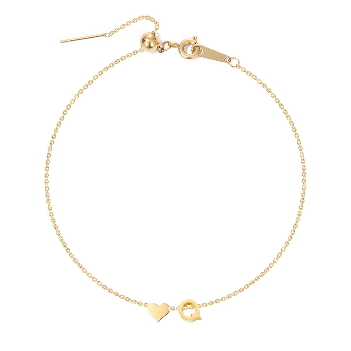 Dainty Initial Heart Anklet