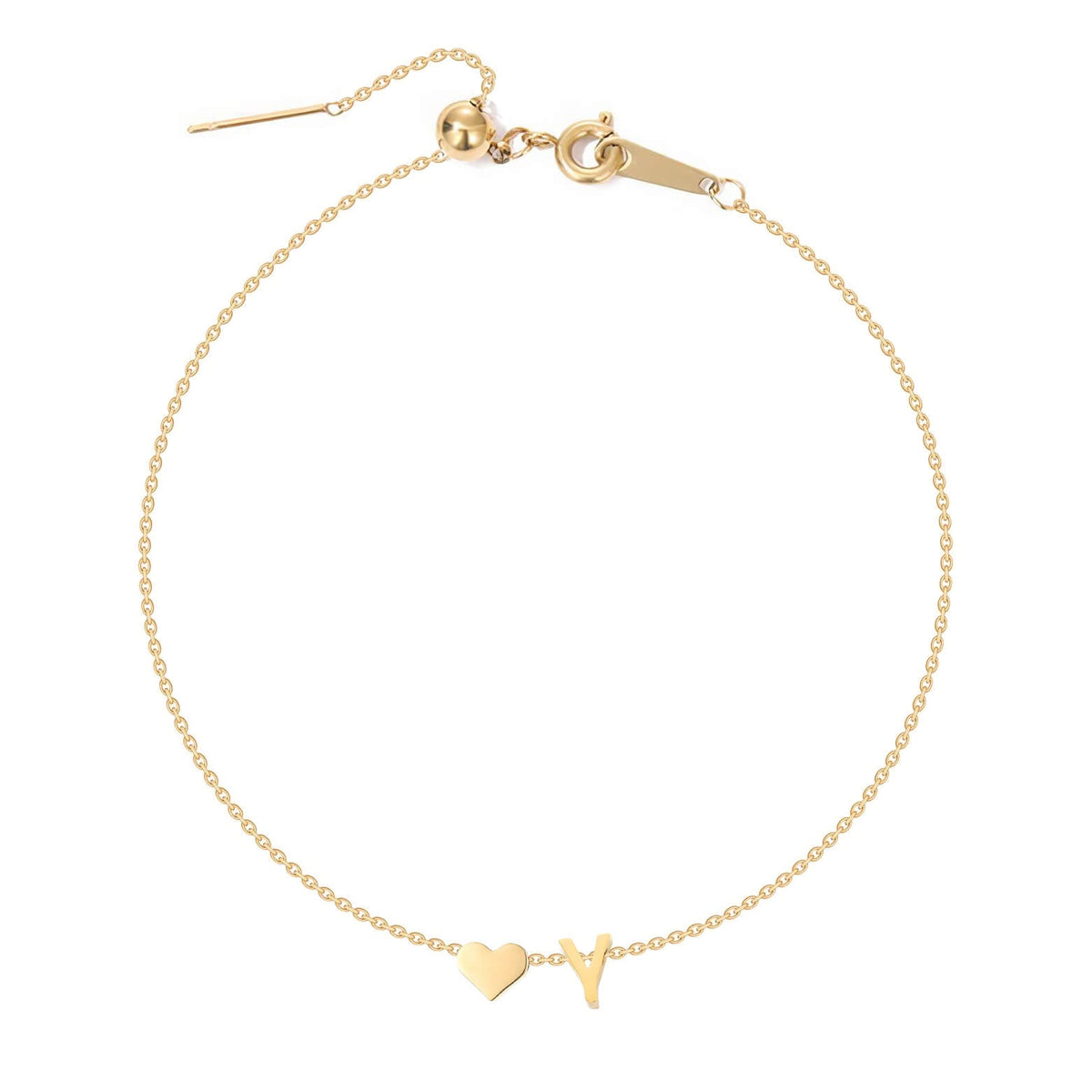 Dainty Initial Heart Anklet