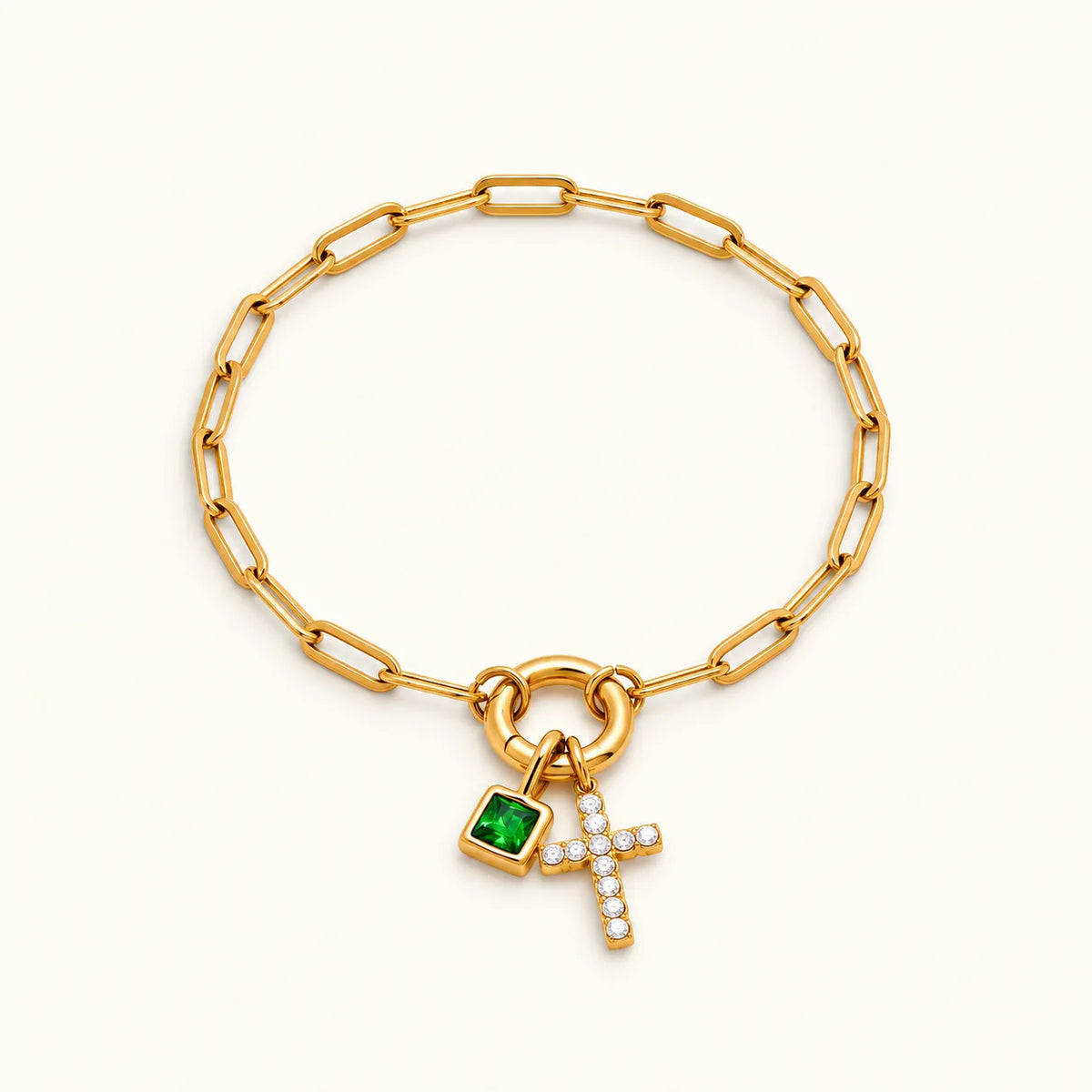 Paperclip Cross Anklet