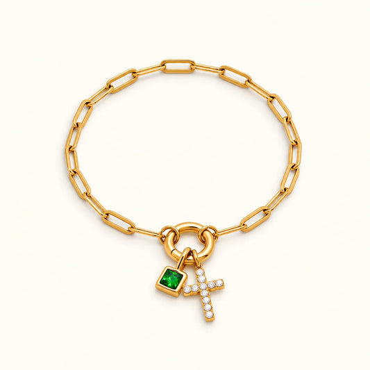 Paperclip Cross Anklet
