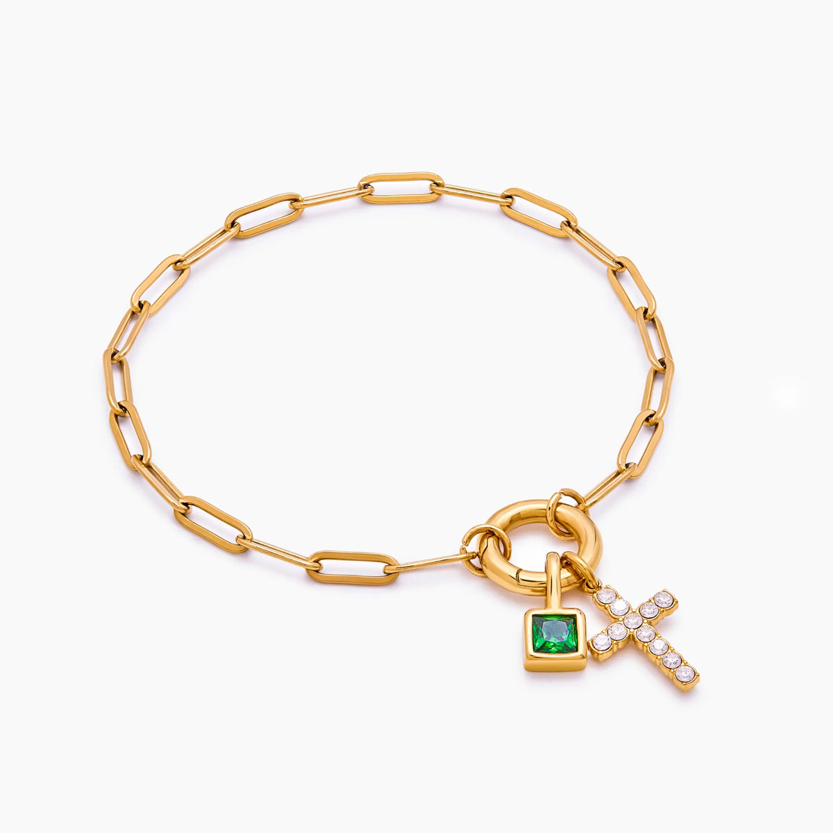 Paperclip Cross Anklet
