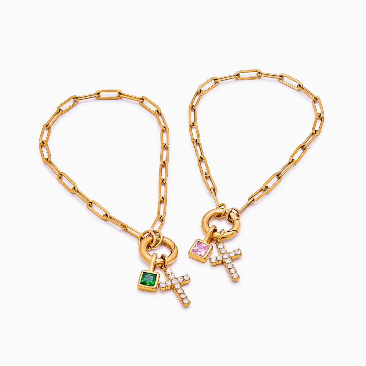 Paperclip Cross Anklet